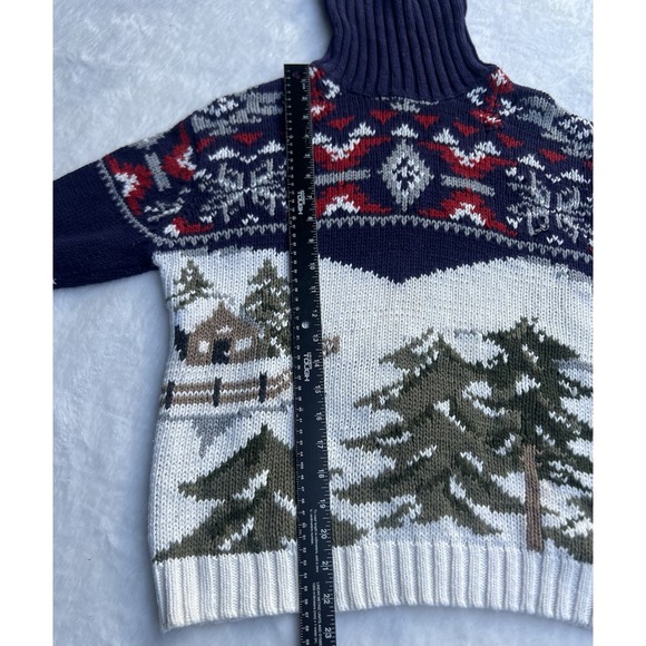 B. Moss Vintage Sweater Knit Long Sleeve Turtleneck Trees‎ Multicolor Medium - Picture 7 of 11